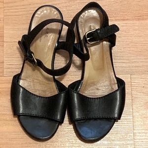 A.P.C black leather roma sandals.